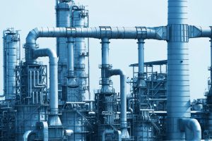 gas processing factory. landscape with gas and oil industry